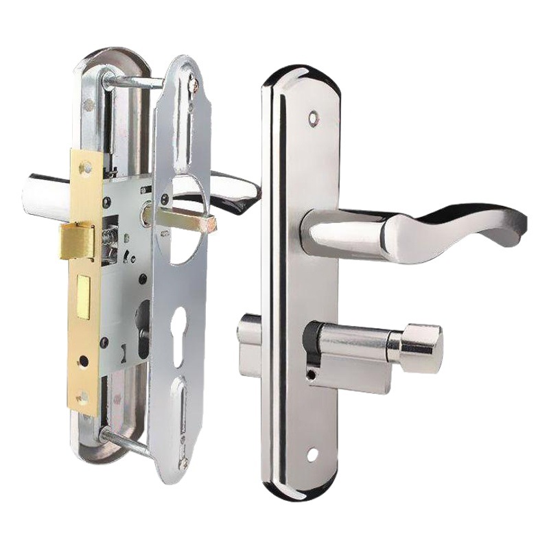 Doble lengua interior puerta cerradura hogar ajustable agujero distancia puerta cerradura dormitorio Acero inoxidable puerta manija agujero-libre cerradura al por mayor