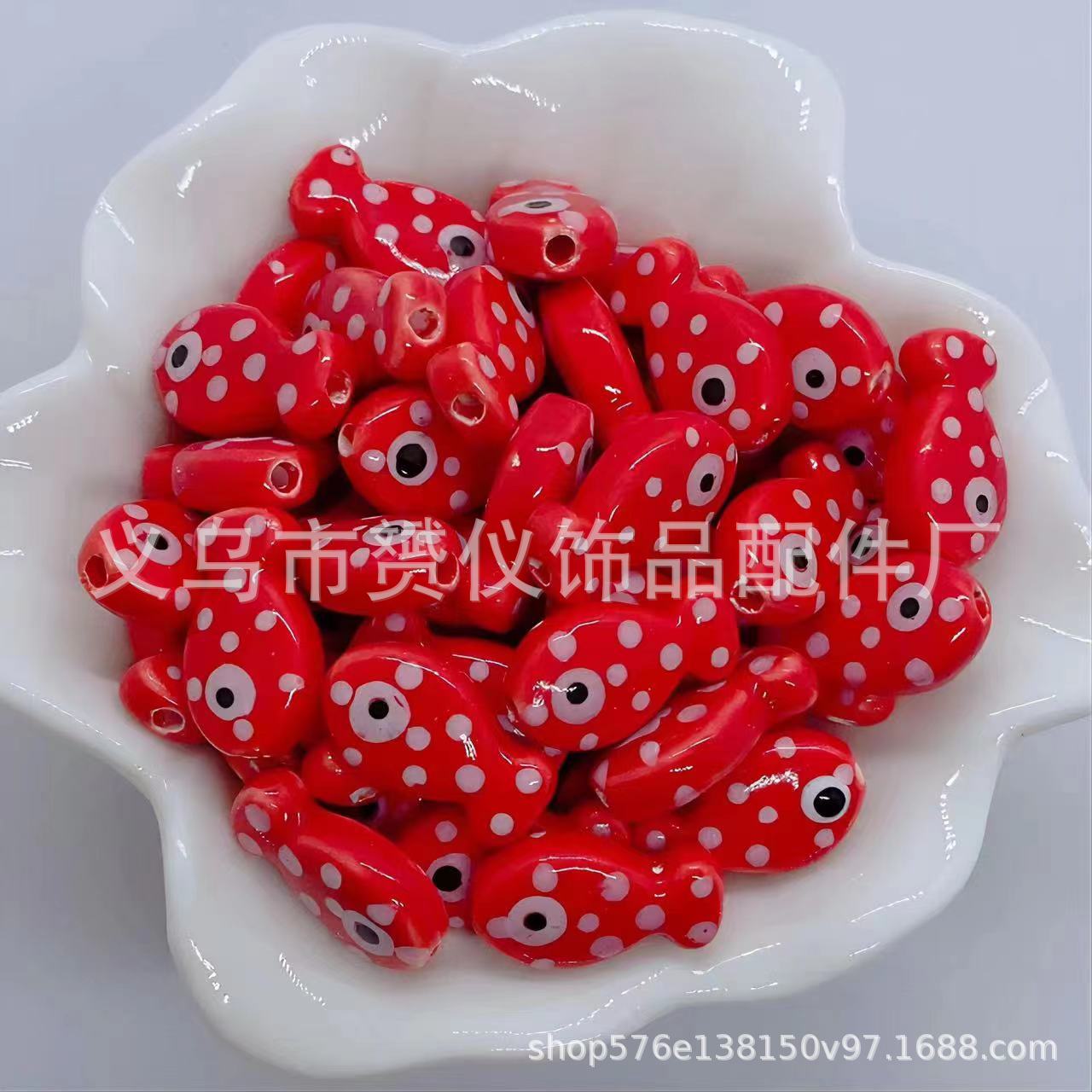 Cuentas de cerámica con diseño de peces, cuentas sueltas, cuentas para hilo, cuentas pintadas a mano, collar hecho a mano, pulsera, accesorios de bricolaje, accesorios de Yiwu