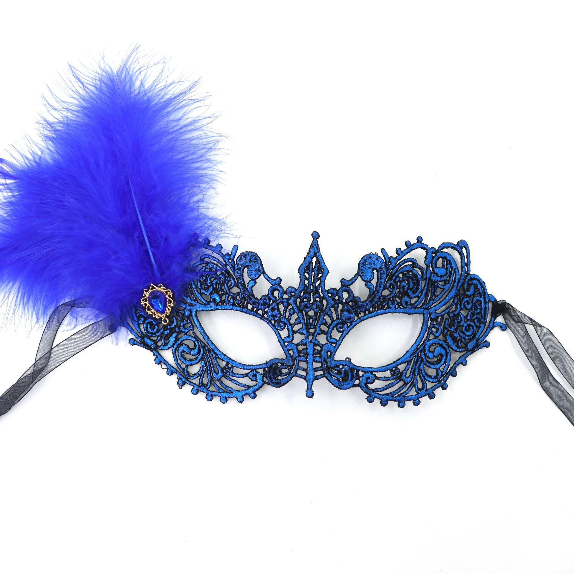 Máscaras de perforación de encaje de oro y plata transfronterizas, máscaras de fiesta de baile de maquillaje de damas con cara gruesa