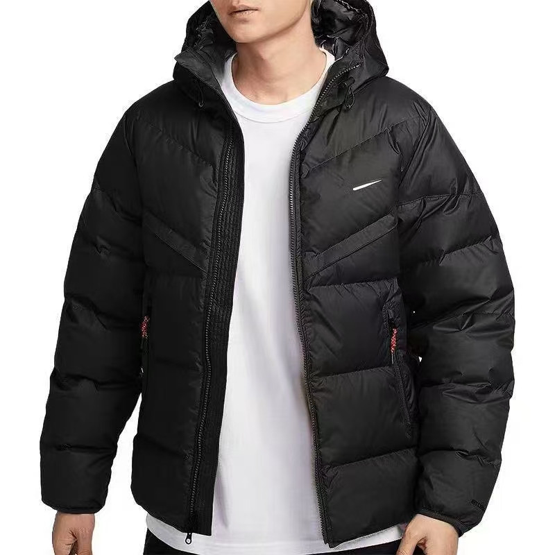 Dropshipping 2025 high-end version cross-border Nk As classic short style small hook logo embroidered hooded cotton jacket