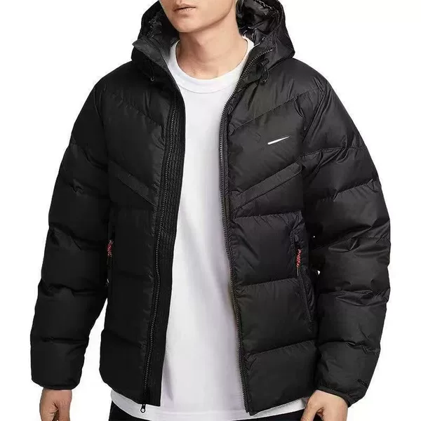 Dropshipping 2025 high-end version cross-border Nk As classic short style small hook logo embroidered hooded cotton jacket