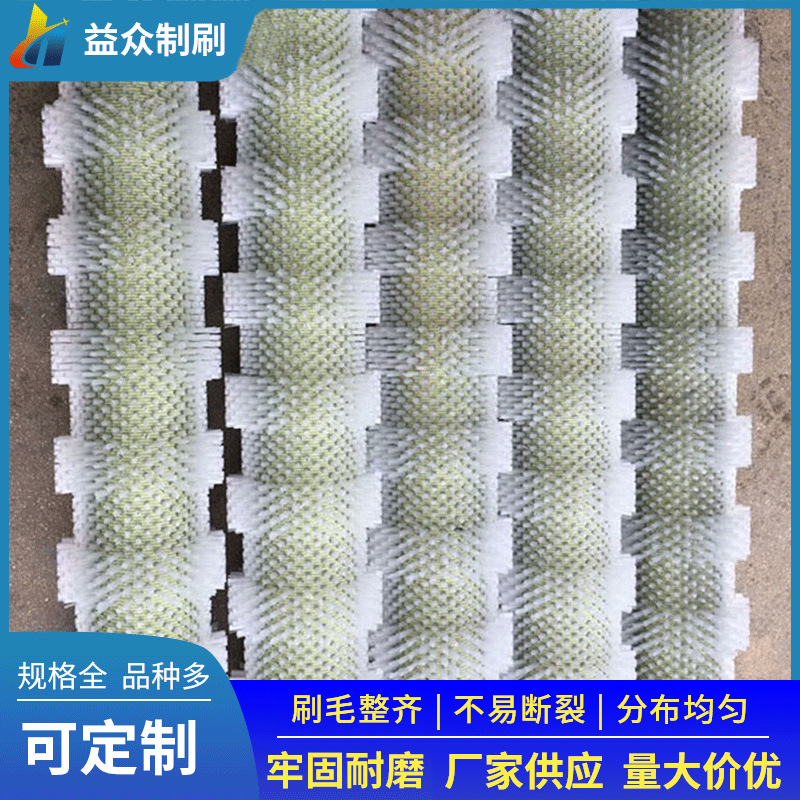 厂家直供清洗机毛刷辊工业尼龙毛刷辊水果蔬菜清洗辊刷筛沙机毛刷