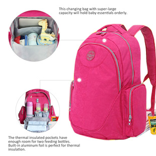 Washed Shoulder Mommy Backpack Maternal and Infant Outdoor Travel Shopping Baby Storage Bag