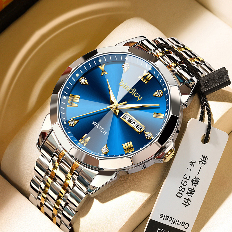 Golden blue face-separate watch