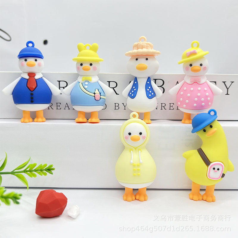 Creative Crooked Head Duck Keychain Doll Travel Duck Keychain Pendant Trendy Cool Duck Soft Rubber PVC Bag Pendant