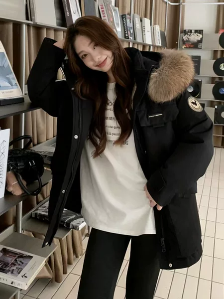 2026 New Plus-Size Thick Hooded Parka down Jacket with Raccoon Fur Collar 244