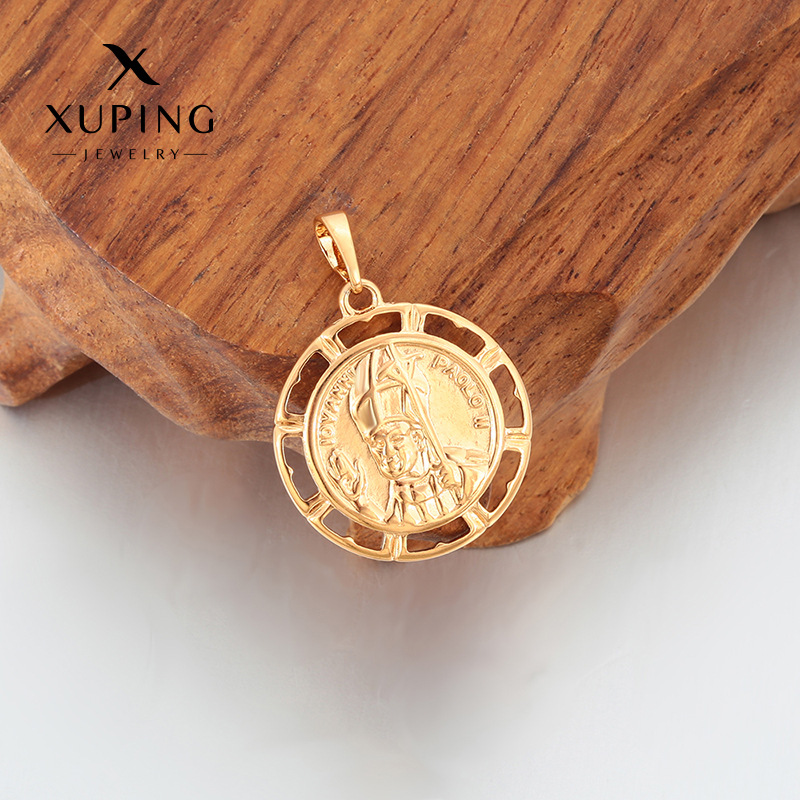 Joyas Xuping retro transfronterizas colgante de collar de geometría redonda aleación de cobre chapado 18k colgante de personalidad al por mayor