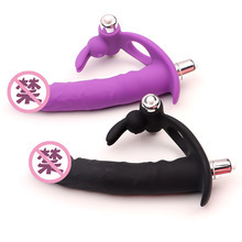 Vibrating Dual-Plug Penis Ring Silicone Wearable Couples Vibrator — detail image 8