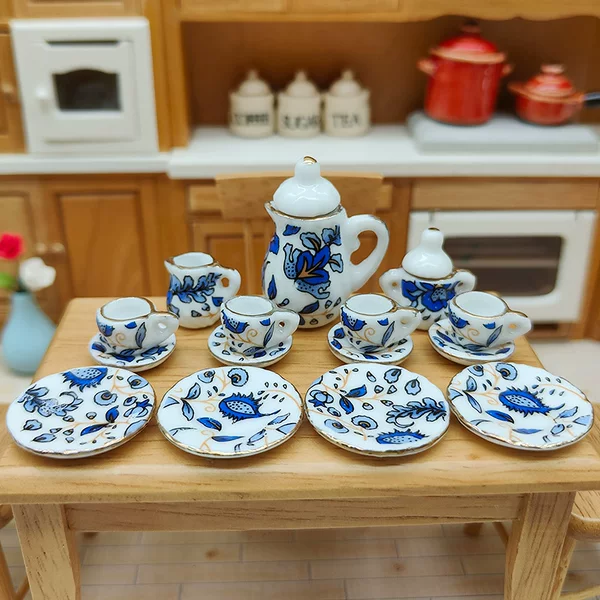 Mini Ceramic Tea Set Dollhouse Pretend Play Simulation Food Toy Miniature Decoration Model