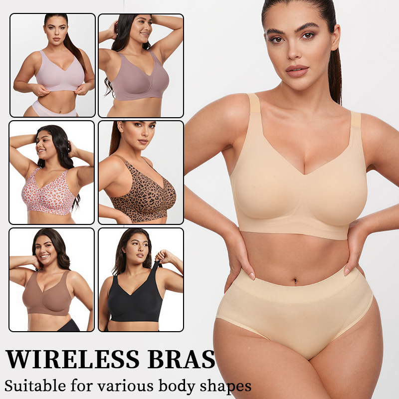 Böyük Ölçülü Qadın Alt Paltarı - Təbii Dərisiz Seamless Push-Up Bra