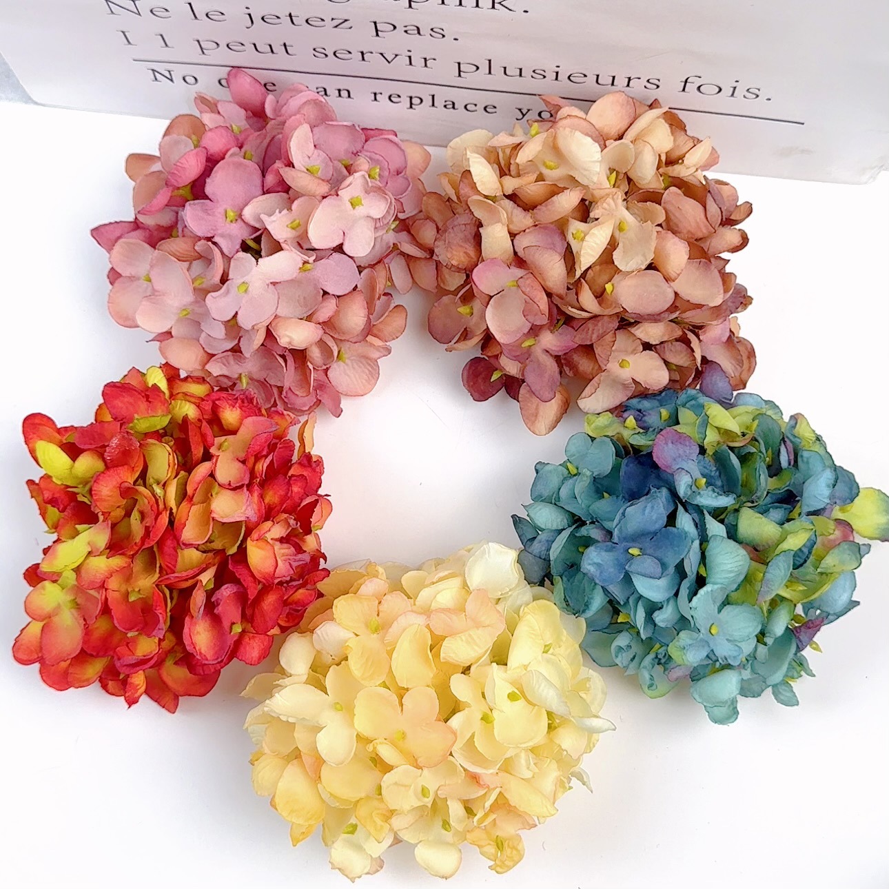 시뮬레이션 작은 수국 꽃 머리 꽃꽂이 결혼식 꽃 집 장식 사진 소품 실크 꽃