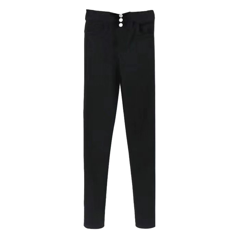 Versión coreana transfronteriza de nuevos leggings, cintura alta, pies pequeños, lápiz, primavera y otoño, pantalones de mujer de bolsillo trasero de alta elasticidad