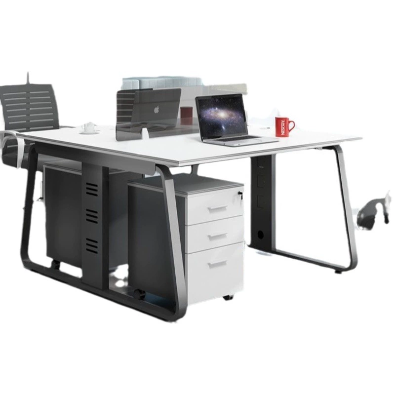 Простой и современный комплект офисной мебели для 8 человек: стол и стулья, компьютерный стол для персонала, комбинированные офисные столы на 2, 4, 6 человек, черно-белый одноместный стол.