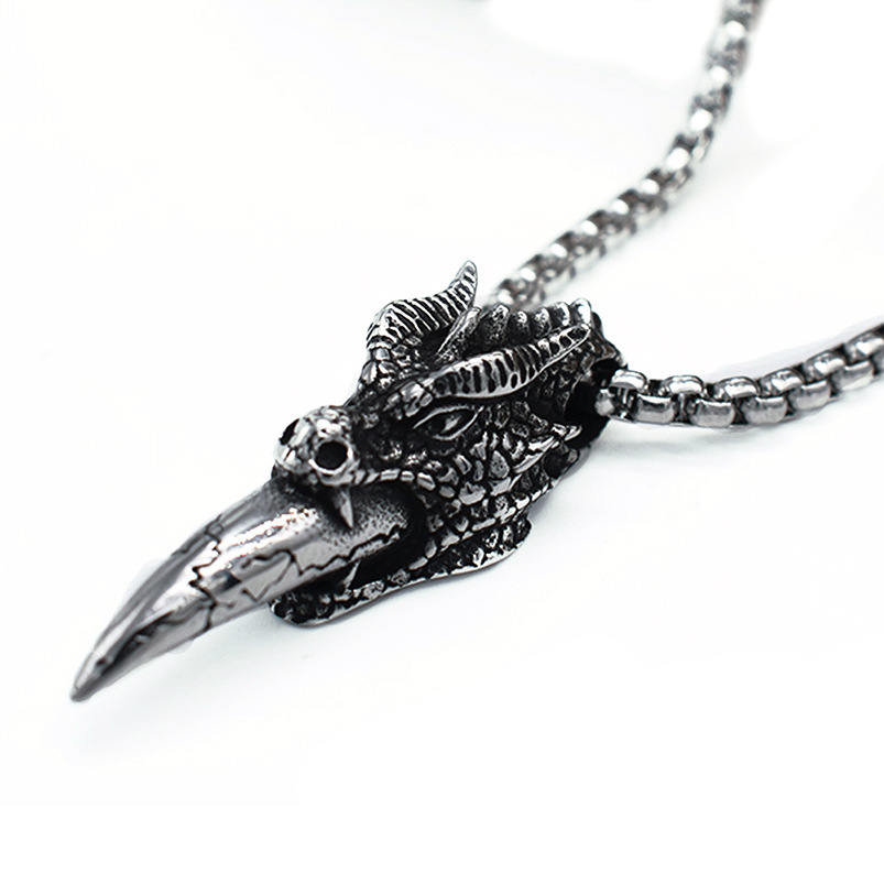 Collier pendentif dent de dragon en acier inoxydable_voghion.com