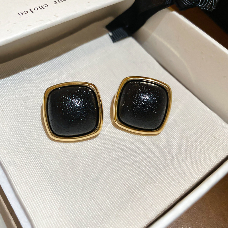 银针皮革菱形吊坠耳钉秋冬款时尚简约百搭气质耳环小众设计感耳饰|undefined
