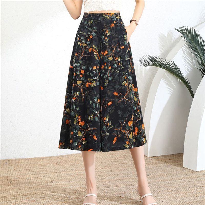 Special Offer Women's Culottes 2025 New Trendy Large Size Women's Wide-Leg Pants Middle-Aged and Elderly Mothers' Mid-Length Cropped Pants