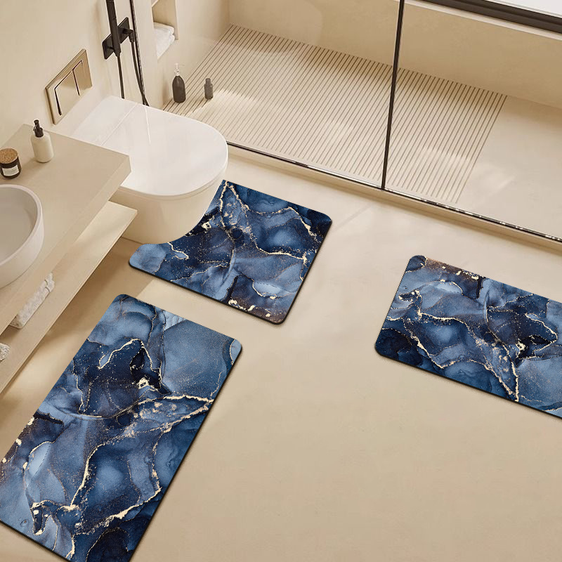 Alfombra de barro de diatomeas simple, alfombrilla de baño de secado rápido absorbente de agua especial, alfombrilla de baño de tres piezas antideslizante y resistente a la suciedad