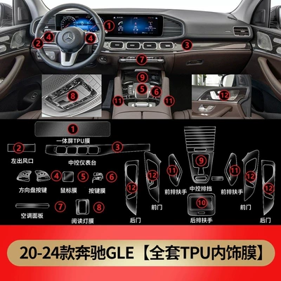 Car interior film Mercedes-Benz Gls450/Gle350 Interior Film, Navigation - 20-25-models-gle-full-set-of-tpu-soft-film
