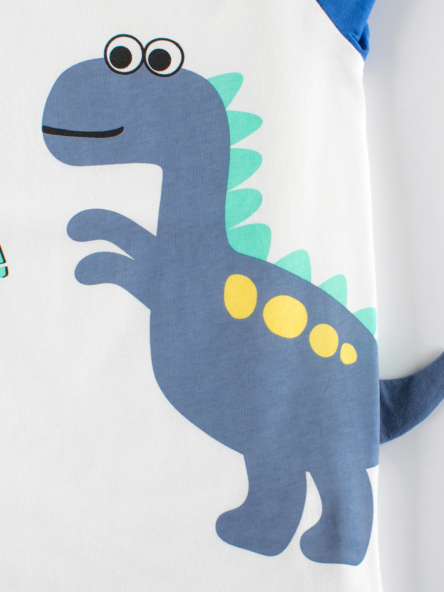 27kids marca ropa para niños verano nuevo estilo coreano dibujos animados para niños dinosaurio camiseta impresa de manga corta cabello de una pieza image 4