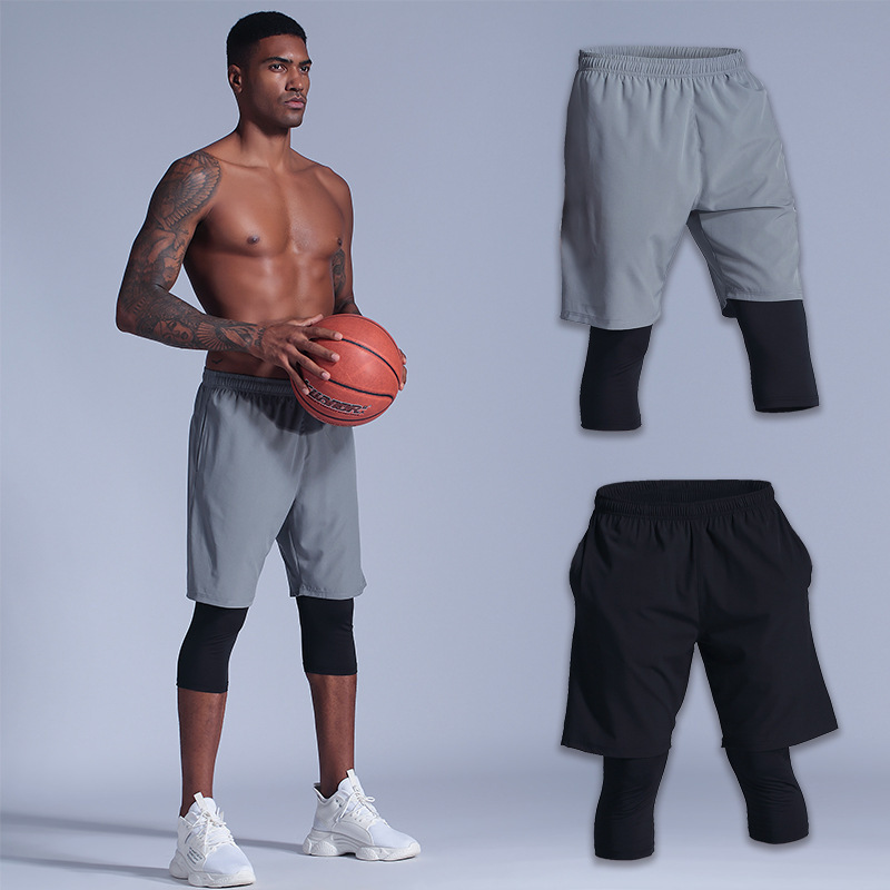 Sports shorts men's quick-drying running fitness shorts casual basketball training cropped pants summer over the knee pants Sports shorts men's quick-drying running fitness shorts casual basketball training cropped pants summer over the knee pants