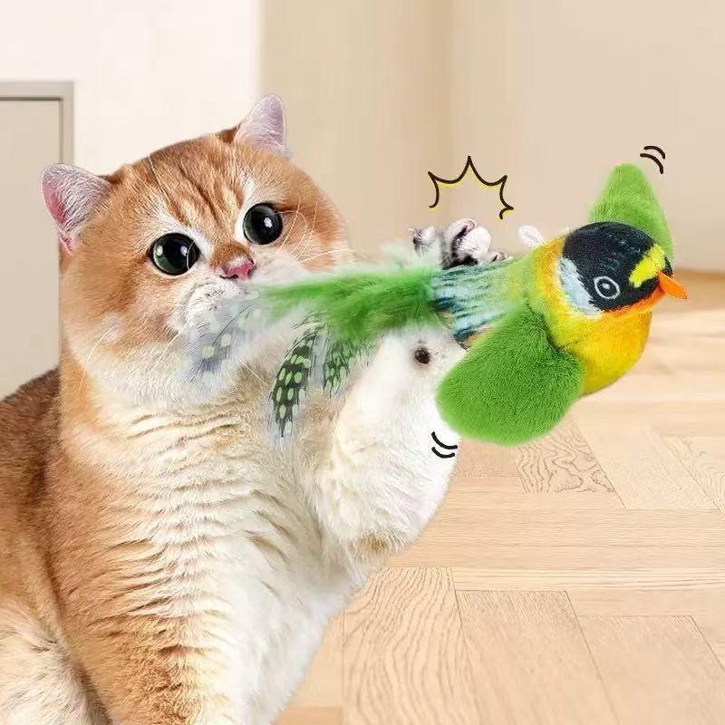 猫のおもちゃ、猫の杖、鳴く鳥のおもちゃ、羽の自発的な楽しみと退屈解消のアーティファクト、引っかき傷や噛みつきに強いペット用品|undefined