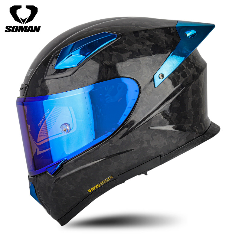 SOMAN Casco de carreras de fibra de carbono Motocicleta para hombres y mujeres a la conducción Motocicleta personalizada Casco para correr profesional Four Seasons Casco integral X8