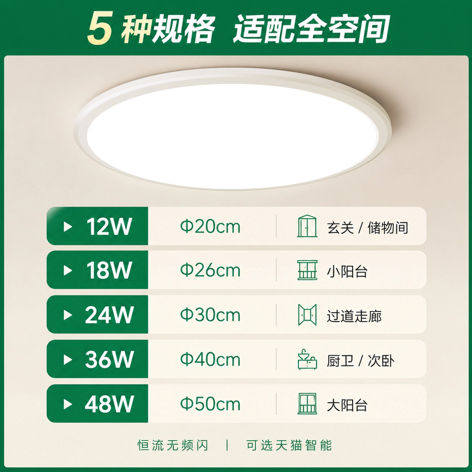 Customizado LED ultra delgado tres luces de techo redondo baño balcón dormitorio cocina lámpara de baño pasillo lámpara de pasillo