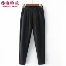 2025春款新款中年女装裤子妈妈弹力直筒长裤女高腰萝卜裤休闲裤女
