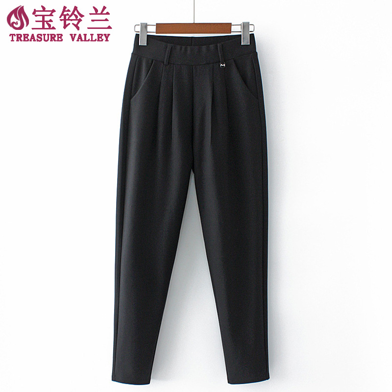 2025春款新款中年女装裤子妈妈弹力直筒长裤女高腰萝卜裤休闲裤女