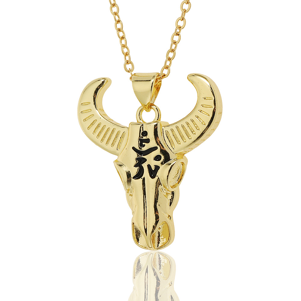 Fashion Bull Head Copper Gold Plated Pendant Necklace