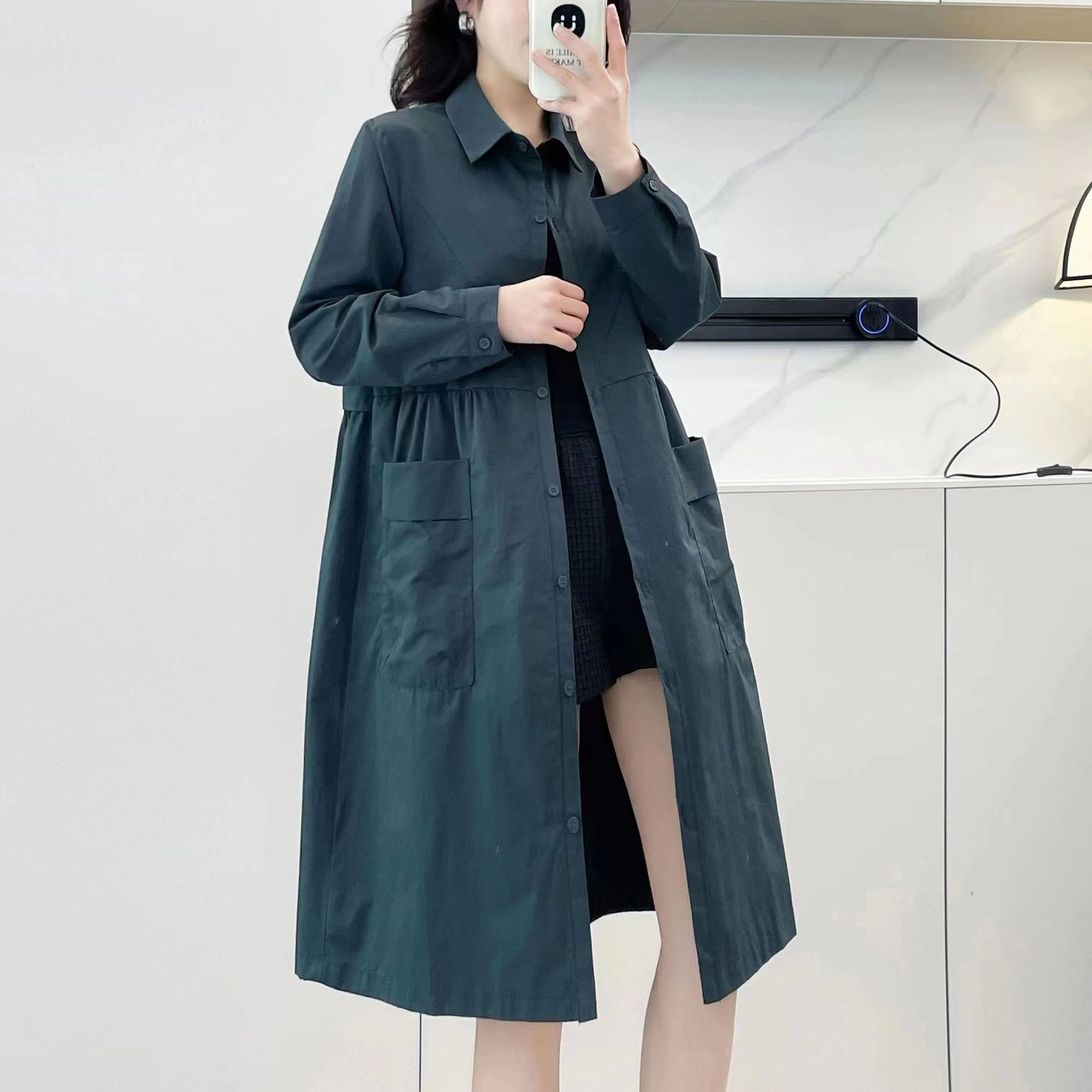 Mid-length high-end women's windbreaker 2023 new spring and autumn Korean style loose fashion all-match coat thin windbreaker fashion