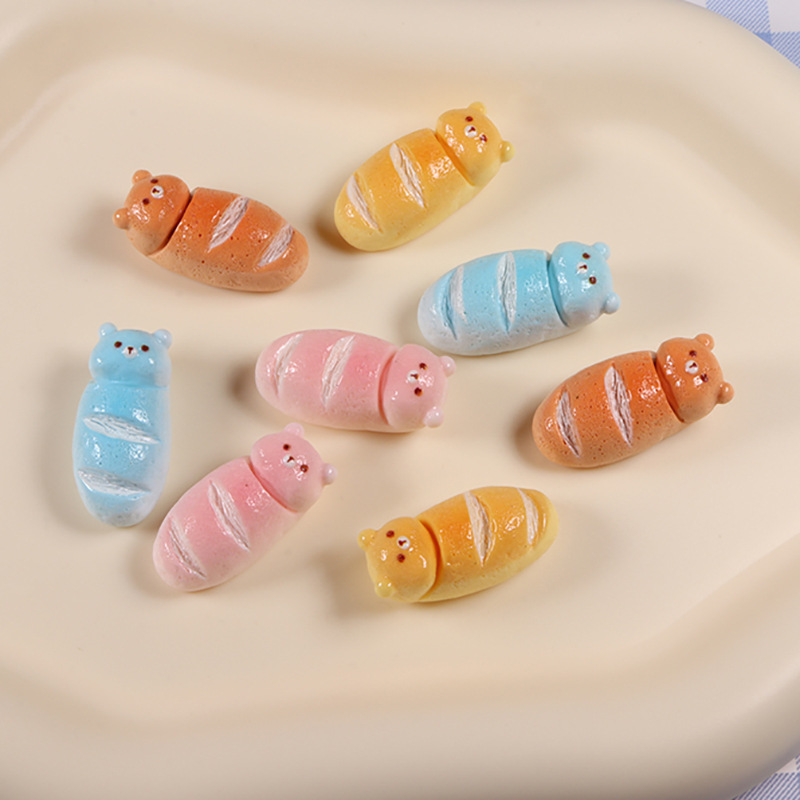卡通小熊面包食玩树脂饰品配件diy奶油胶冰箱贴手机壳皮筋发夹装