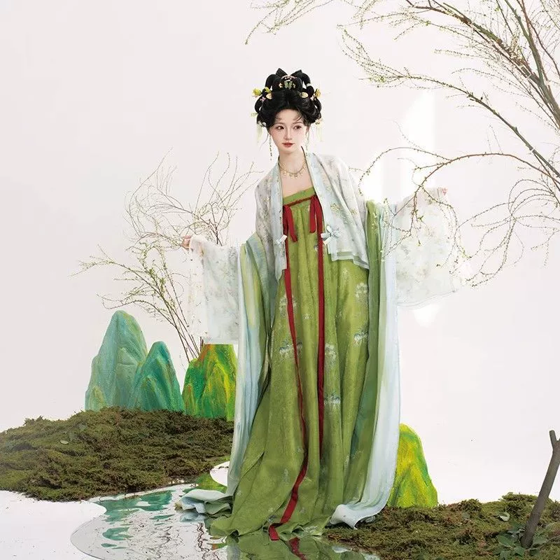 Оригинальная цельная девятипанельная юбка в стиле Ханфу Тан, длиной до груди, весенне-летняя восстановленная повседневная супер-фея и красивый костюм
