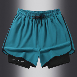 Summer New Three-Quarter Pants Men's Sports Running Breathable Quick-Drying Double-Layer Fitness Casual Shorts for Men and Women Couples