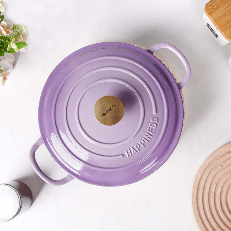 Pequeña felicidad de 28cm olla de hierro de cocina