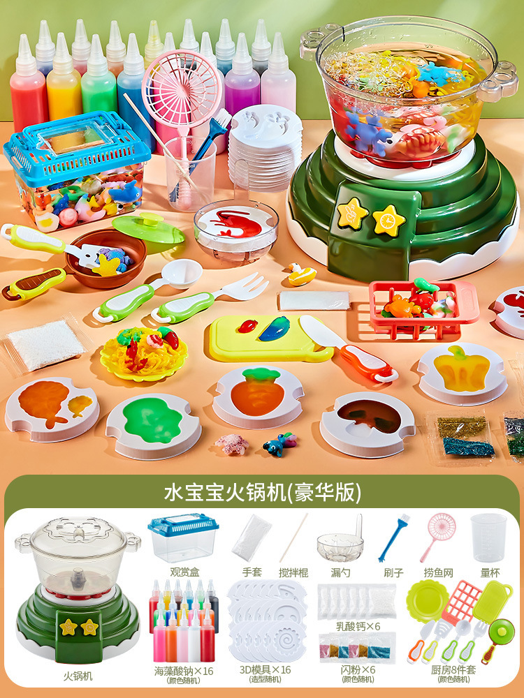 Niños en casa pueden cocinar mesa de comedor de agua baby diy hecha a mano mágica agua genio juguetes de cocina regalo de acertijo