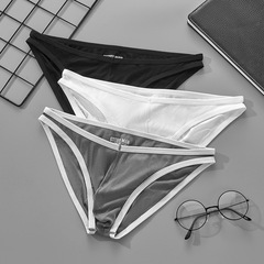 GTOPXMAN Men's V-shaped waistband single-layer U-shaped ribbed sexy low-rise sweat-absorbent breathable triangle underwear