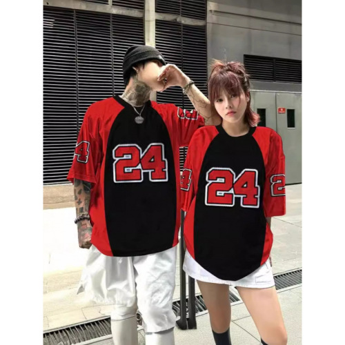 American streetwear hiphop t-shirt round neck loose casual versatile short-sleeved printed t-shirt for men and women