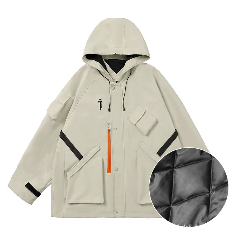 Jiye industria pesada marca de moda original otoño e invierno nuevo pequeño collar del soporte chaqueta con capucha los hombres sueltos chaqueta casual