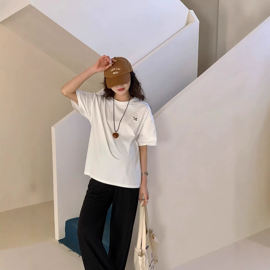 Весной и летом корейская мода одежда для беременных с круглым вырезом сплошной цвет с короткими рукавами tee повседневная удобная дышащая хлопчатобумажная топ для беременных