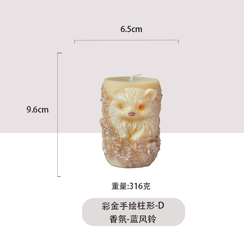跨境热销彩金手绘柱形蜡烛造型香薰蜡烛装饰饰品花绘法式优雅高级|undefined