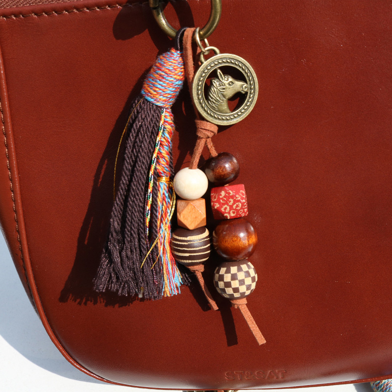 New Chinese-Style Wooden Bead Tassel Small Horse Bag Charm Ethnic Style Good Luck Pendant Phone Keychain Bag Decoration New Chinese-Style Wooden Bead Tassel Small Horse Bag Charm Ethnic Style Good Luck Pendant Phone Keychain Bag Decoration