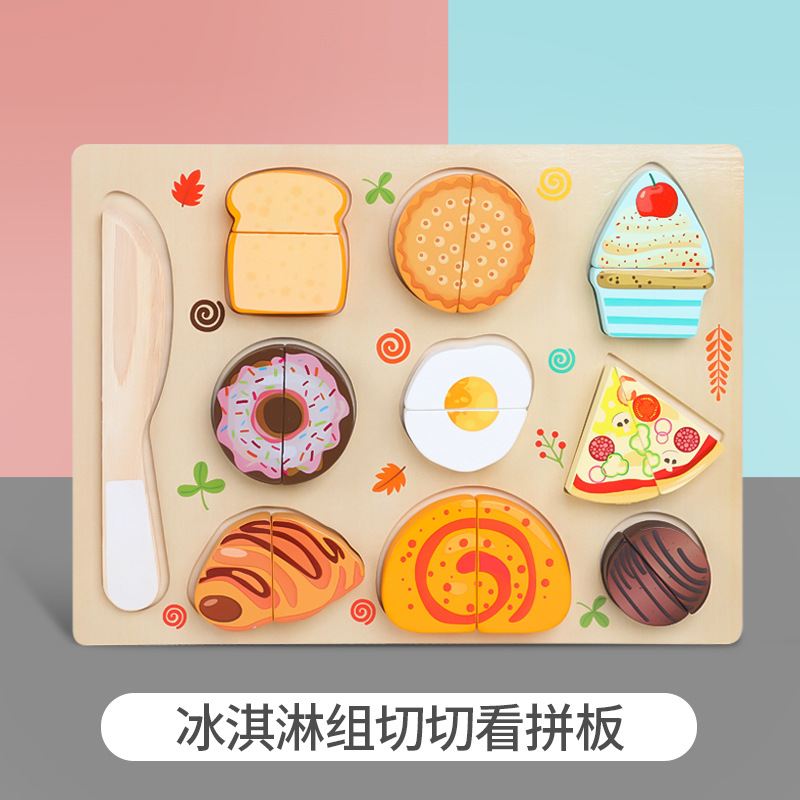 Juguetes de corte de fruta para niños verduras de madera fruta rompecabezas de corte magnético fruta rompecabezas cognitivo entrega de una pieza