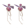 Silver needle, crystal, earrings with bow, silver 925 sample, European style, internet celebrity