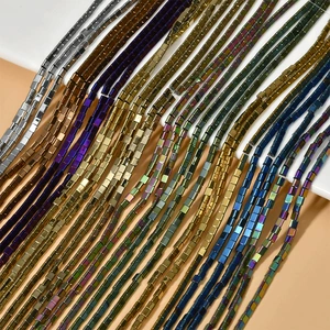3*3 Triangular Column Colorful Black Gallstone Straight Hole Beads Separated Beads diy Bracelet Necklace Earrings Beading Material Accessories