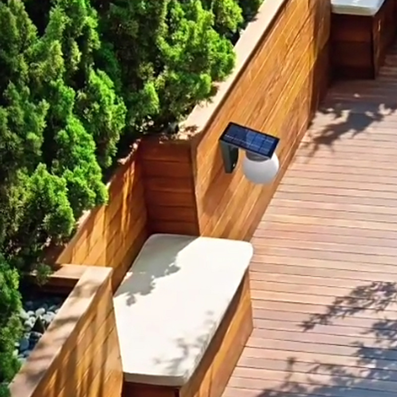 Nuevas luces decorativas solares transfronterizas al aire libre impermeable patio paisaje villa jardín decoración bola lámpara de pared esférica
