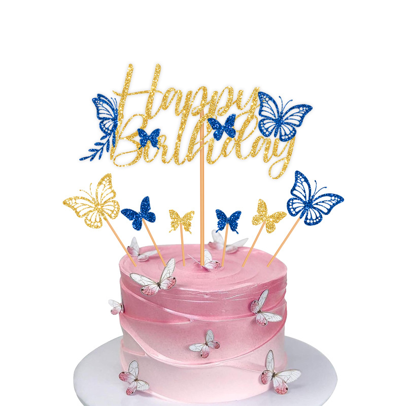 Birthday Shiny Letter Butterfly Paper Birthday Cake Decorating Supplies display picture 5