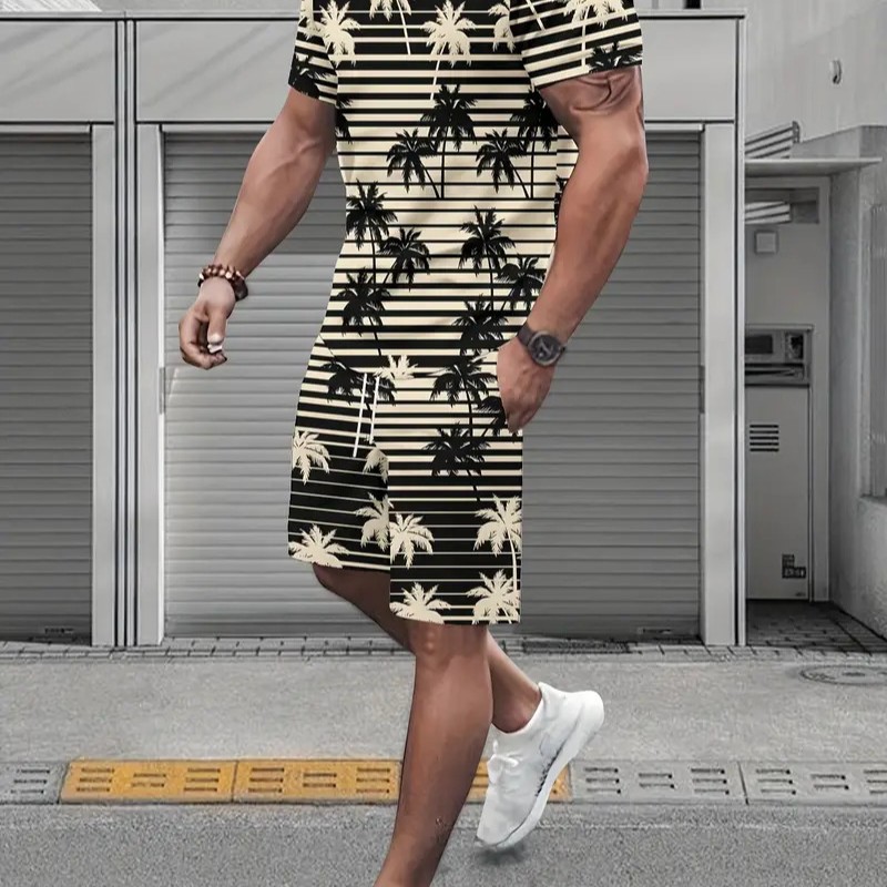 2025 nuevo estilo europeo y americano transfronterizo Amazon tendencia de moda casual camiseta de manga corta pantalones cortos traje ME05 MA04
