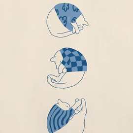 有趣的猫饺子懒猫插图抽象海报帆布绘画墙壁艺术图片浴室家庭装饰