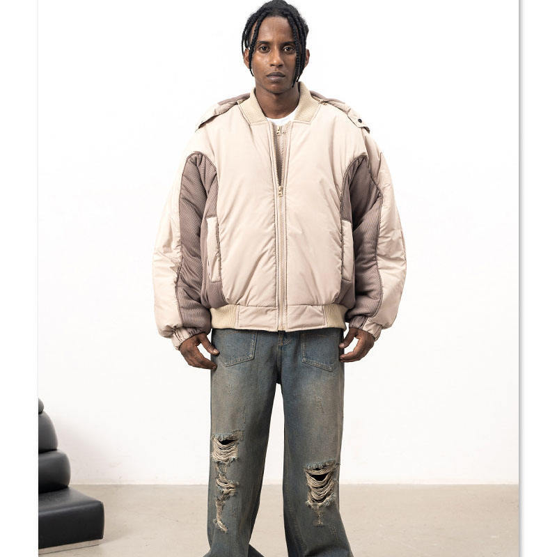 Men's Clothing Ins Hot Winter Patchwork Contrast Color Hooded Functional Style Men And Women Loose Double Layer Zipper Thickened Cotton Jacket Trend_voghion.com